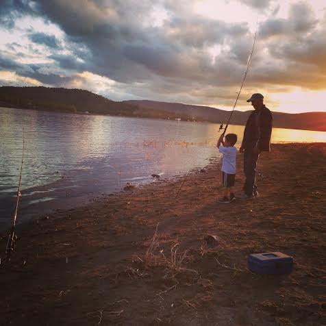 dad and isaac fishing