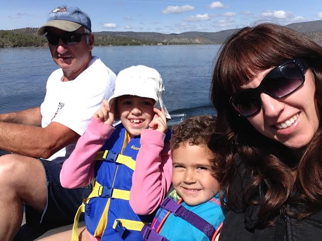 dad, kids, me in boat